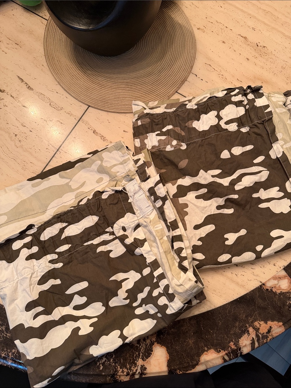 IKEA WIL Vintage Camouflage Ombré Double Curtain Panels in Brown & Olive